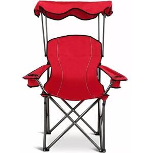 Costway Portable Folding Beach Canopy Chair W/ Cup Holders Bag Red
